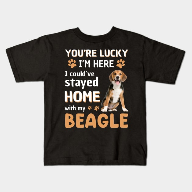 Lucky Have Home With My Beagle Dog Kids T-Shirt by Elliottda